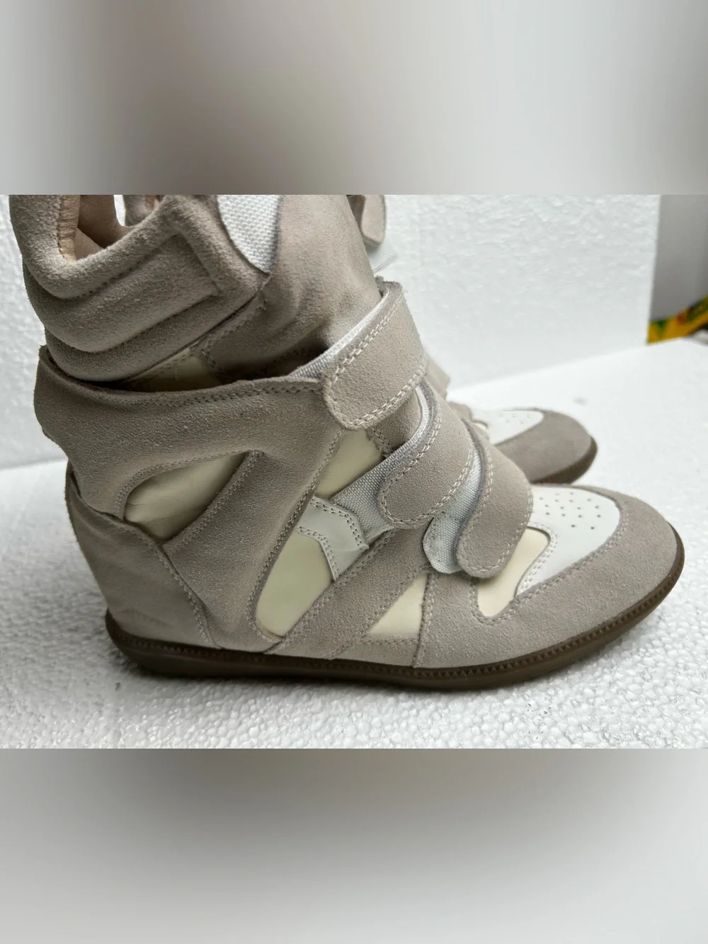 Isabel Marant Beige and Cream Suede Wedge Sneaker Boots 42. 10.5 US